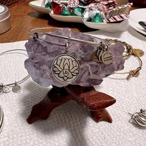Alex and Ani +Energy silver bangle bracelet with Lotus